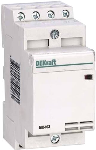 Контактор модульный DEKraft МК-103 2п 2НО 63А 230В АС фото Контактор модульный DEKraft МК-103 2п 2НО 63А 230В АС картинка